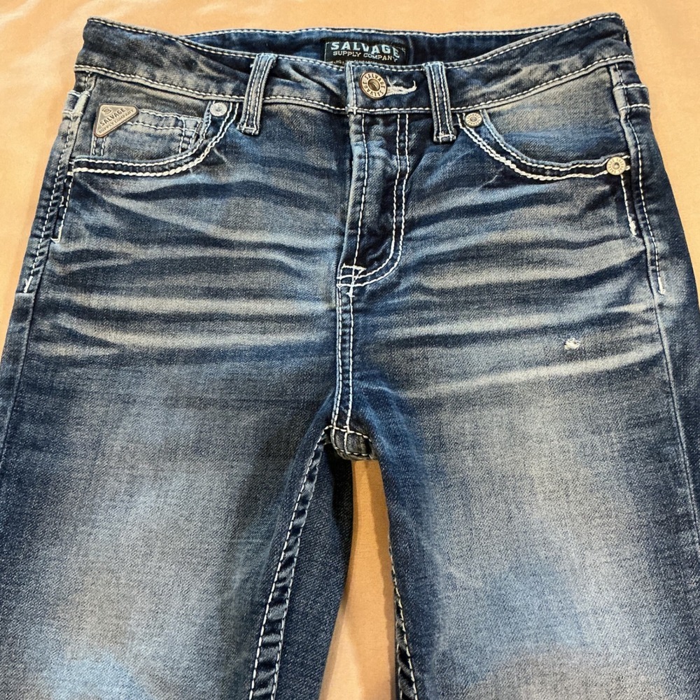 Salvage Madness Straight Relaxed Fit Jeans Blue Buckle Exclusive SLVG 54-46 - Picture 2 of 11